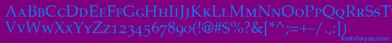 PalatinoSmallCapsOldStyleFigures Font – Blue Fonts on Purple Background