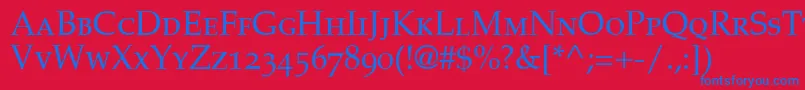 Шрифт PalatinoSmallCapsOldStyleFigures – синие шрифты на красном фоне