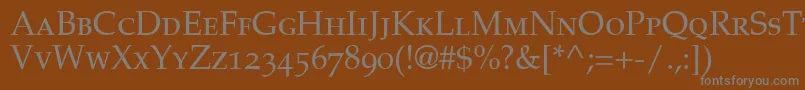 フォントPalatinoSmallCapsOldStyleFigures – 茶色の背景に灰色の文字