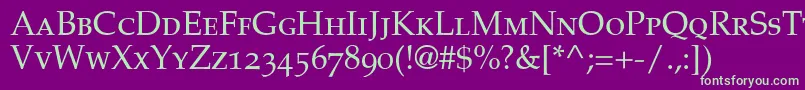 Шрифт PalatinoSmallCapsOldStyleFigures – зелёные шрифты на фиолетовом фоне