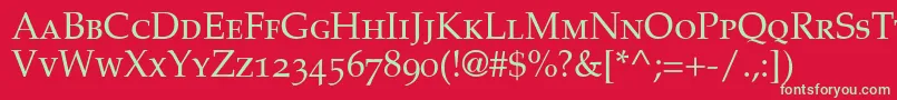 PalatinoSmallCapsOldStyleFigures Font – Green Fonts on Red Background