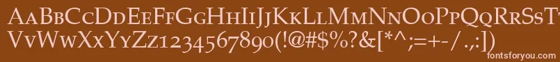Шрифт PalatinoSmallCapsOldStyleFigures – розовые шрифты на коричневом фоне