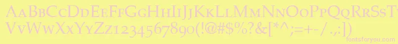 PalatinoSmallCapsOldStyleFigures Font – Pink Fonts on Yellow Background