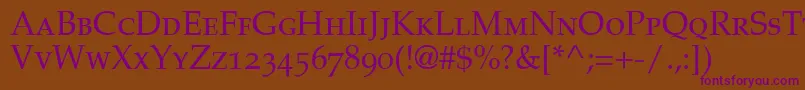 PalatinoSmallCapsOldStyleFigures Font – Purple Fonts on Brown Background