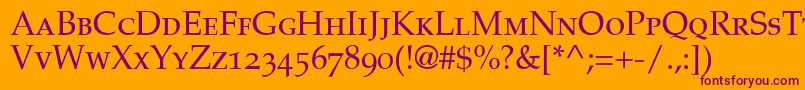 PalatinoSmallCapsOldStyleFigures-Schriftart – Violette Schriften auf orangefarbenem Hintergrund