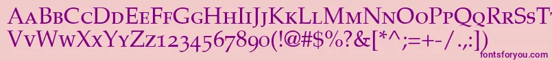 PalatinoSmallCapsOldStyleFigures Font – Purple Fonts on Pink Background