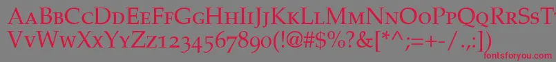 PalatinoSmallCapsOldStyleFigures Font – Red Fonts on Gray Background