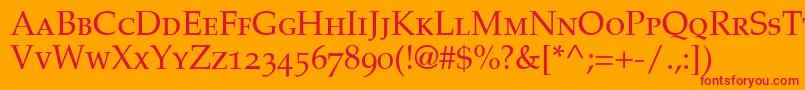 PalatinoSmallCapsOldStyleFigures Font – Red Fonts on Orange Background