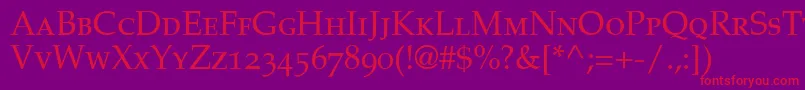 フォントPalatinoSmallCapsOldStyleFigures – 紫の背景に赤い文字