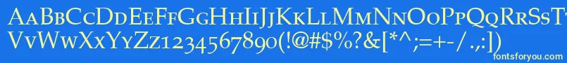 PalatinoSmallCapsOldStyleFigures Font – Yellow Fonts on Blue Background