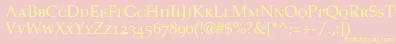 PalatinoSmallCapsOldStyleFigures Font – Yellow Fonts on Pink Background