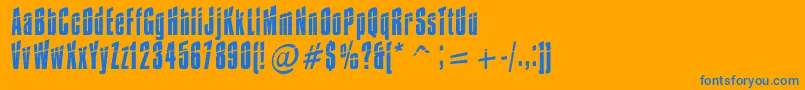 Impos30-Schriftart – Blaue Schriften auf orangefarbenem Hintergrund