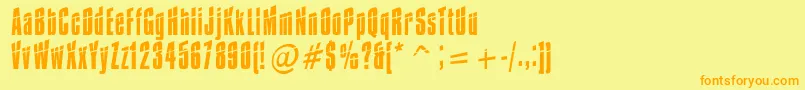 Impos30-Schriftart – Orangefarbene Schriften auf gelbem Hintergrund