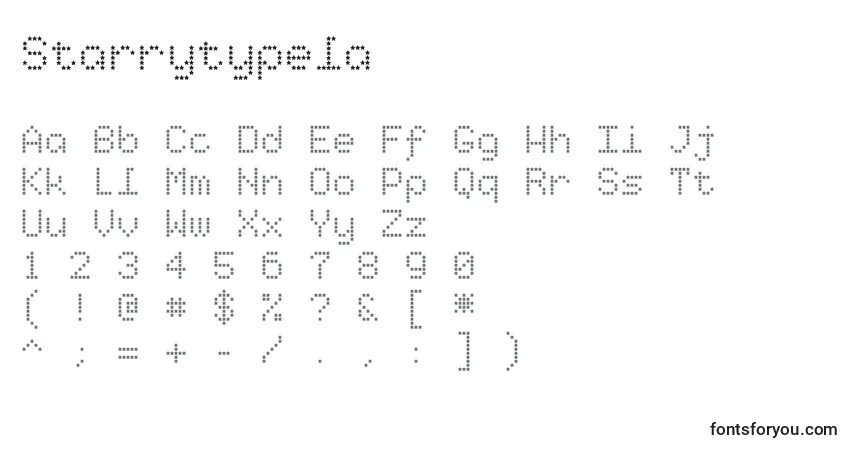 Schriftart Starrytypela – Alphabet, Zahlen, spezielle Symbole