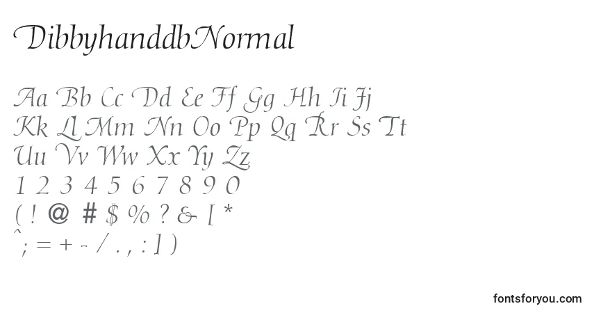 Czcionka DibbyhanddbNormal – alfabet, cyfry, specjalne znaki