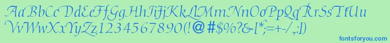 Weitere Informationen zur DibbyhanddbNormal-Schriftart DibbyhanddbNormal-Schriftart – Blaue Schriften auf grünem Hintergrund