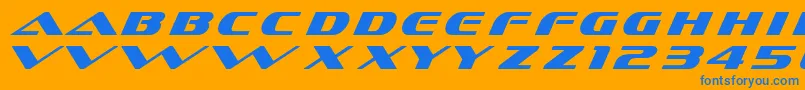 Fonte Dssofachromec – fontes azuis em um fundo laranja