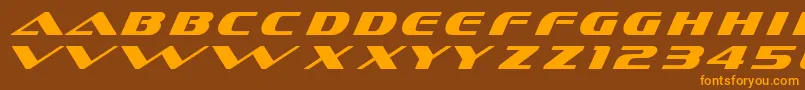 Dssofachromec-Schriftart – Orangefarbene Schriften auf braunem Hintergrund