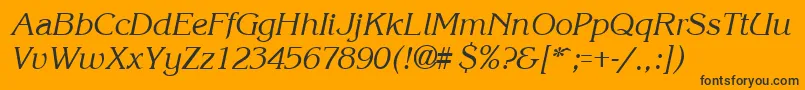 KroneItalic-fontti – mustat fontit oranssilla taustalla