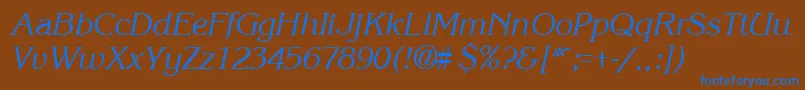 KroneItalic-fontti – siniset fontit ruskealla taustalla