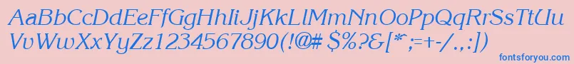 KroneItalic-fontti – siniset fontit vaaleanpunaisella taustalla