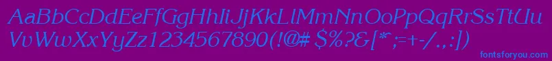KroneItalic-fontti – siniset fontit violetilla taustalla
