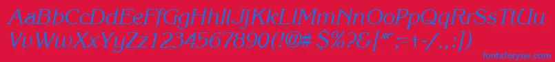 フォントKroneItalic – 赤い背景に青い文字