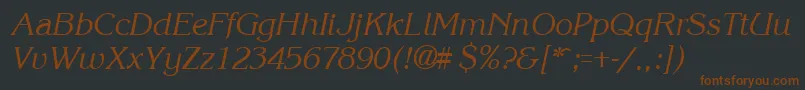 KroneItalic-fontti – ruskeat fontit mustalla taustalla