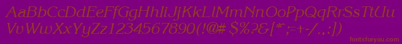 フォントKroneItalic – 紫色の背景に茶色のフォント