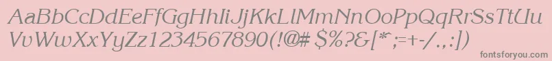 KroneItalic-fontti – harmaat kirjasimet vaaleanpunaisella taustalla
