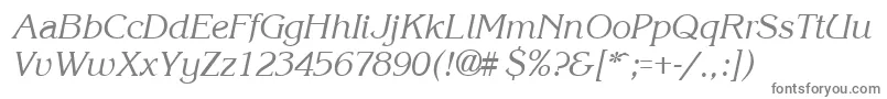 KroneItalic-fontti – harmaat kirjasimet valkoisella taustalla