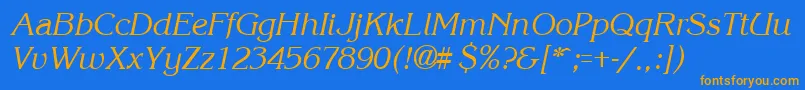 Fonte KroneItalic – fontes laranjas em um fundo azul