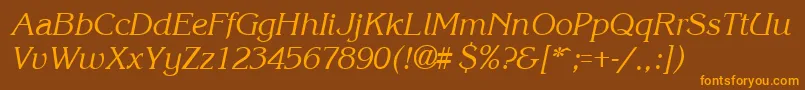 KroneItalic-fontti – oranssit fontit ruskealla taustalla