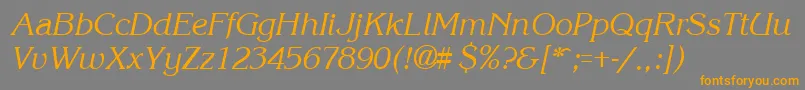フォントKroneItalic – オレンジの文字は灰色の背景にあります。
