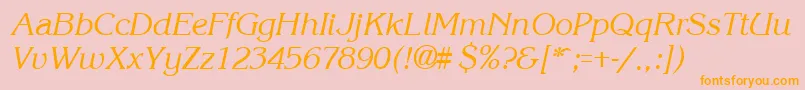 KroneItalic-Schriftart – Orangefarbene Schriften auf rosa Hintergrund