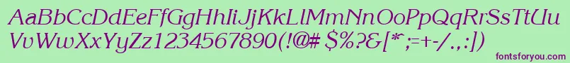 KroneItalic-fontti – violetit fontit vihreällä taustalla