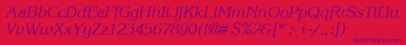 KroneItalic-Schriftart – Violette Schriften auf rotem Hintergrund