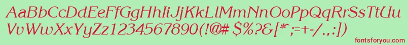 KroneItalic-Schriftart – Rote Schriften auf grünem Hintergrund