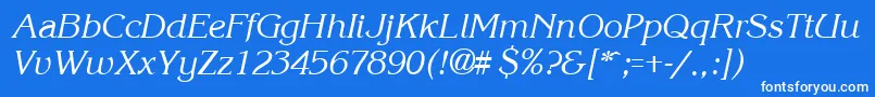 KroneItalic-fontti – valkoiset fontit sinisellä taustalla