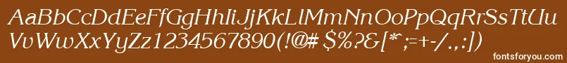 KroneItalic-fontti – valkoiset fontit ruskealla taustalla