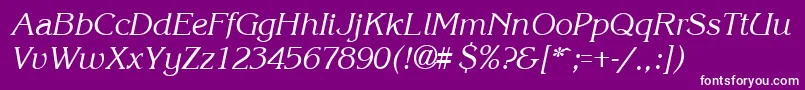 KroneItalic-Schriftart – Weiße Schriften auf violettem Hintergrund