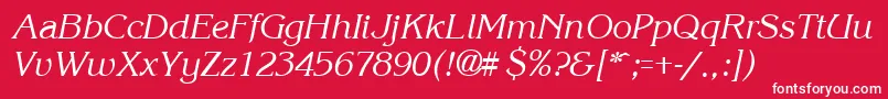 KroneItalic-fontti – valkoiset fontit punaisella taustalla