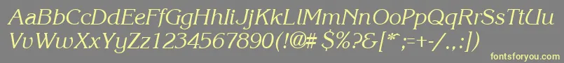 KroneItalic-fontti – keltaiset fontit harmaalla taustalla