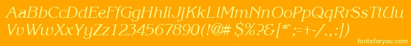 KroneItalic-fontti – keltaiset fontit oranssilla taustalla