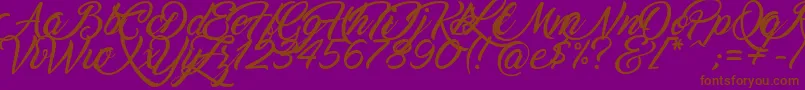 Marguerite-Schriftart – Braune Schriften auf violettem Hintergrund