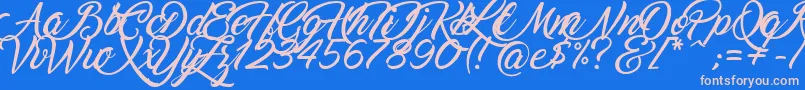 Marguerite-Schriftart – Rosa Schriften auf blauem Hintergrund