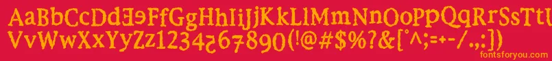 EbolaKi-Schriftart – Orangefarbene Schriften auf rotem Hintergrund