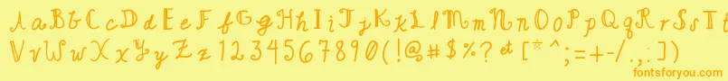 Cutewriting Font – Orange Fonts on Yellow Background