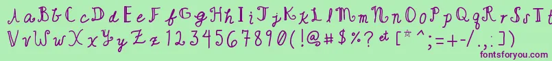 Cutewriting Font – Purple Fonts on Green Background