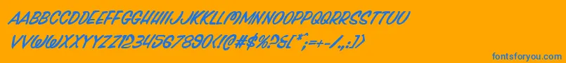 Pressdarlingital Font – Blue Fonts on Orange Background